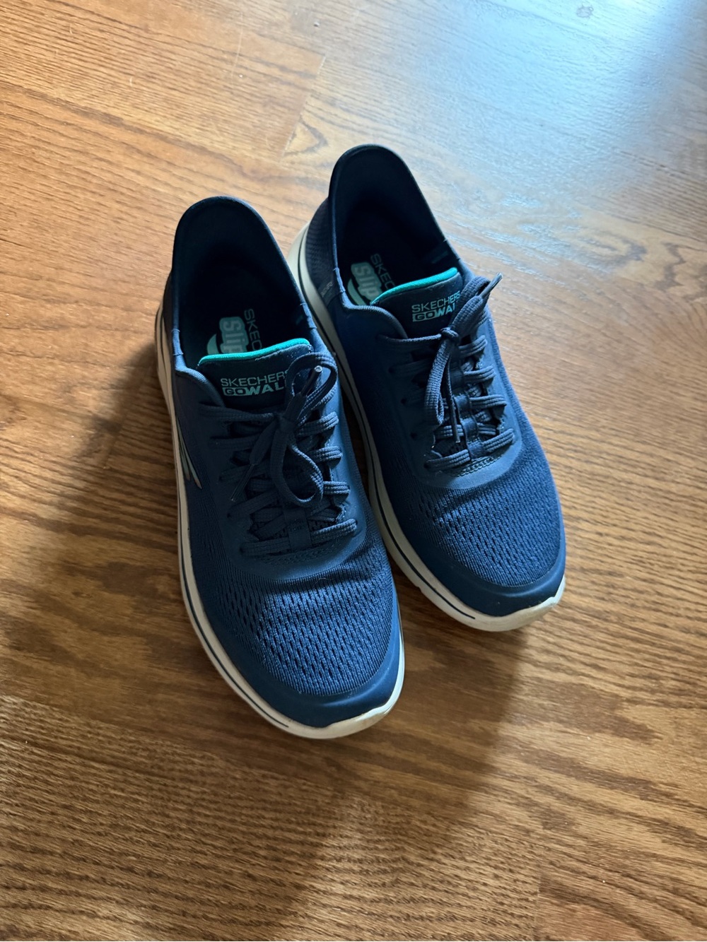 Skechers Navy Athletic Knit Men's Sneakers with White Soles